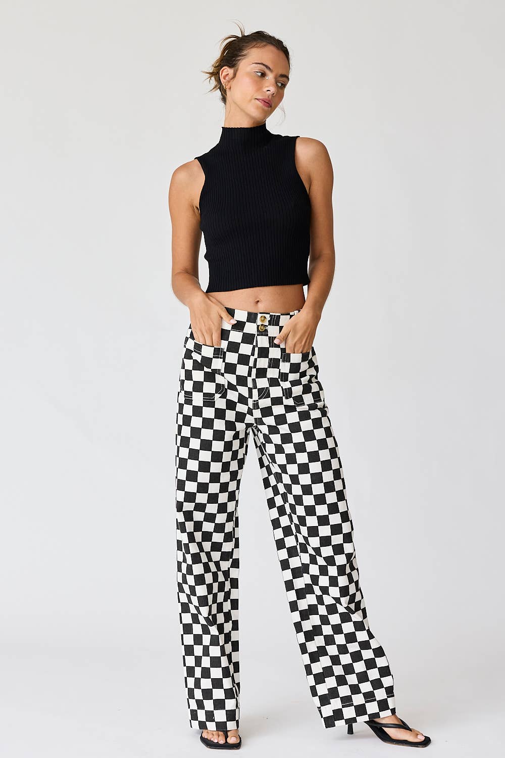 PP16140-4 - Demi Checkered Bottoms w Elastic Band: Black