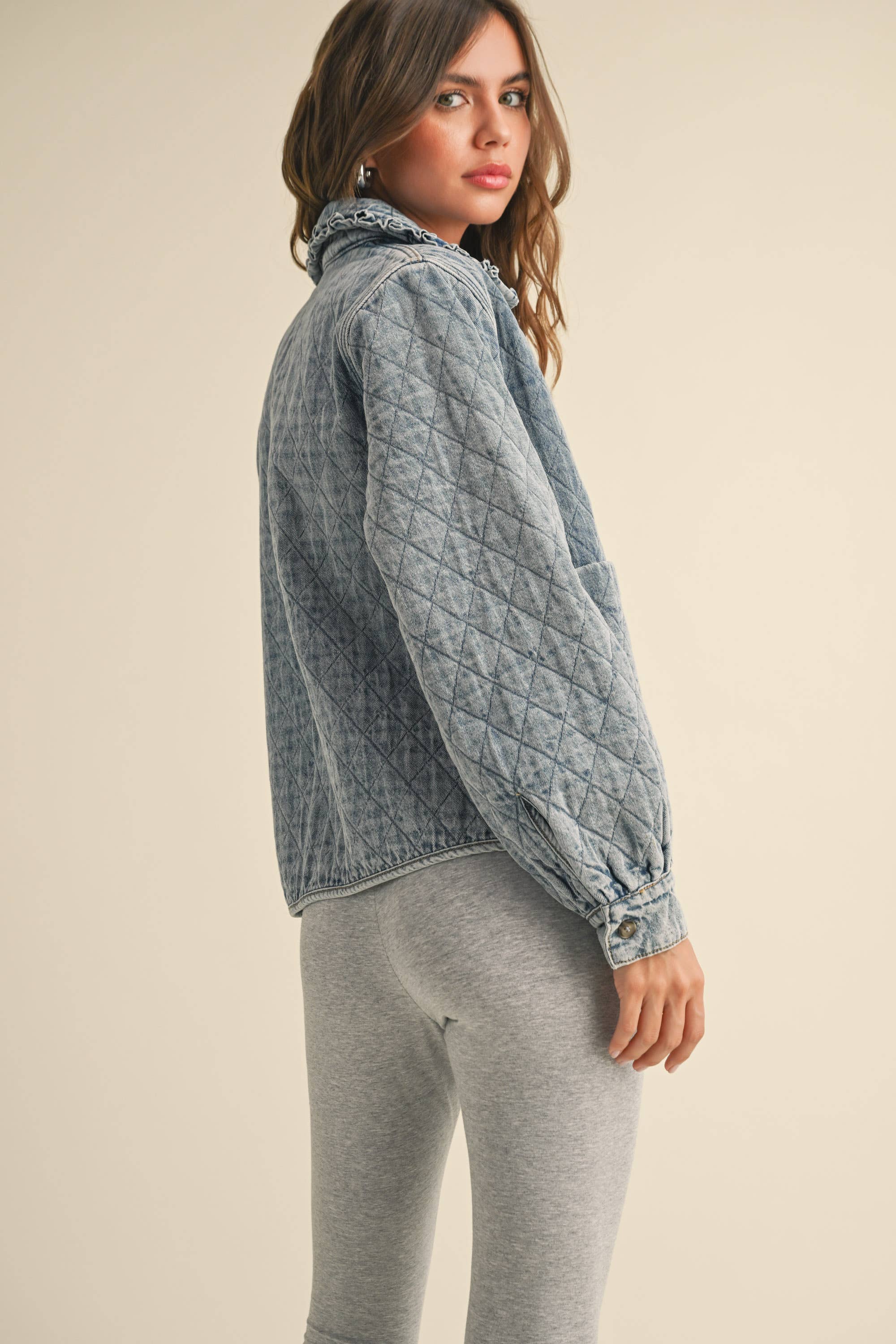 QUILTED DENIM JACKET: DENIM