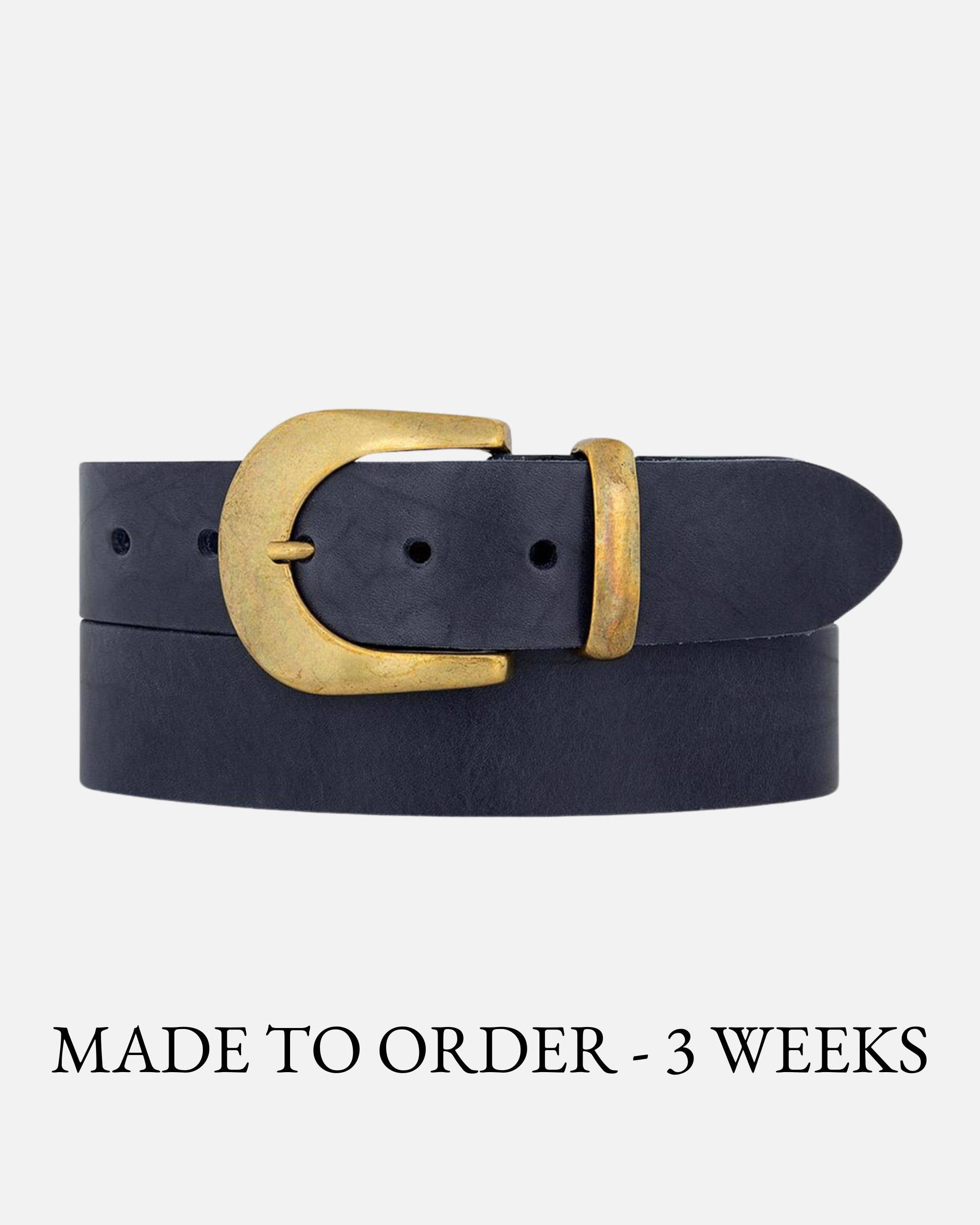MADE TO ORDER Andrea |  Gold Buckle Leather Belt Women: Wine