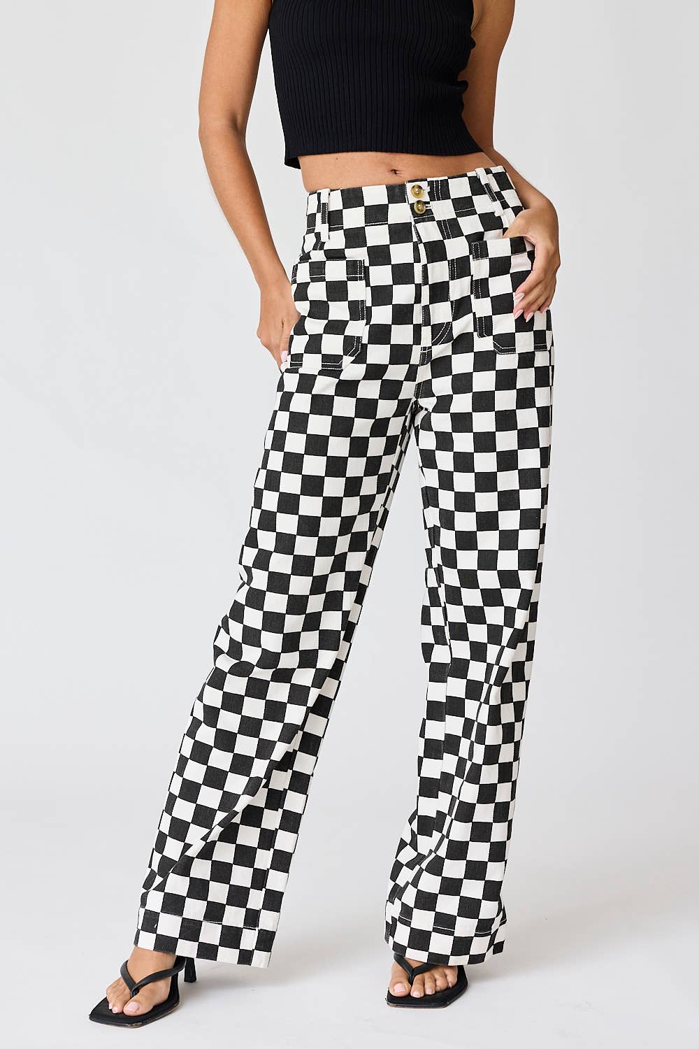 PP16140-4 - Demi Checkered Bottoms w Elastic Band: Black