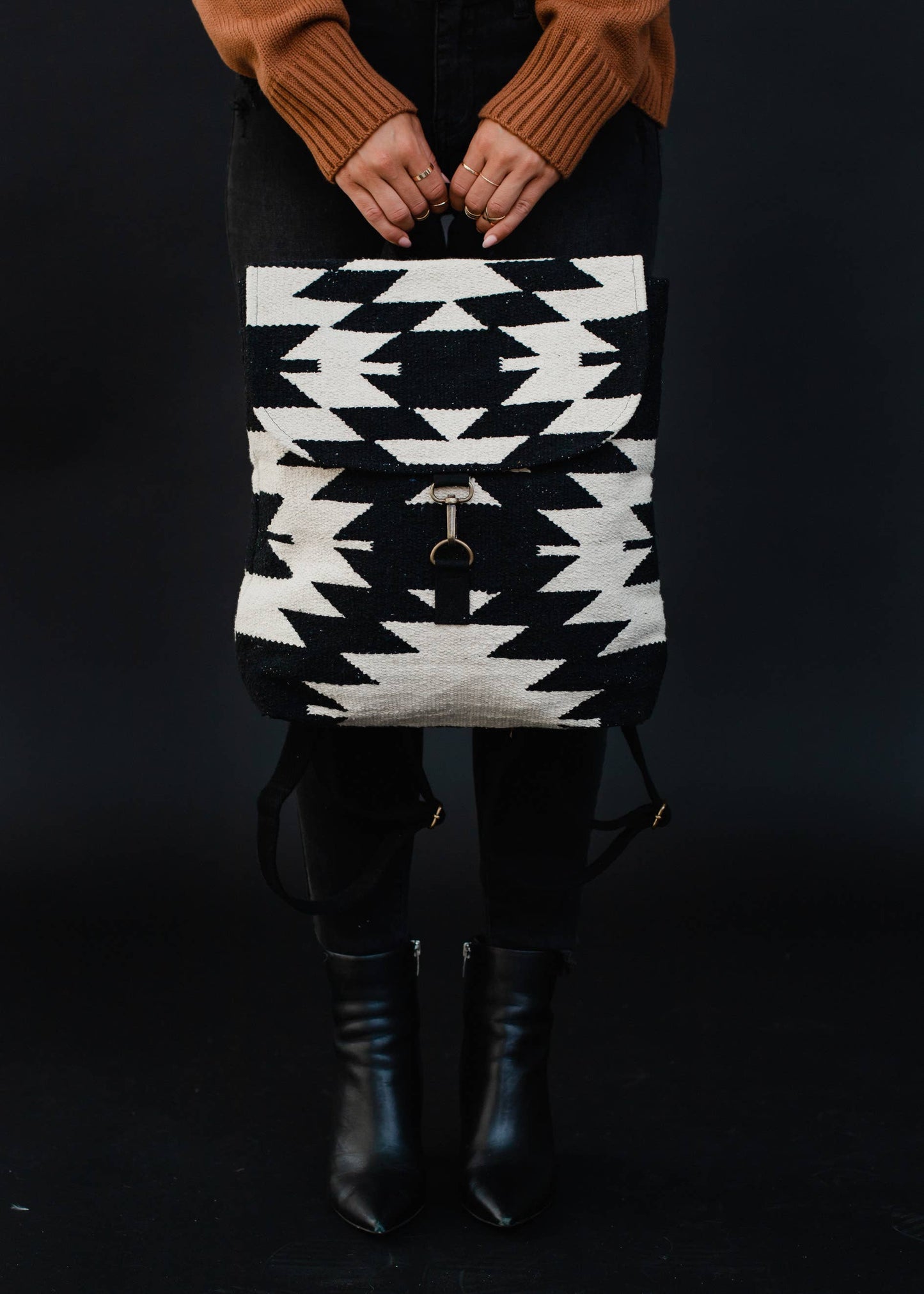 Black & Cream Aztec Backpack
