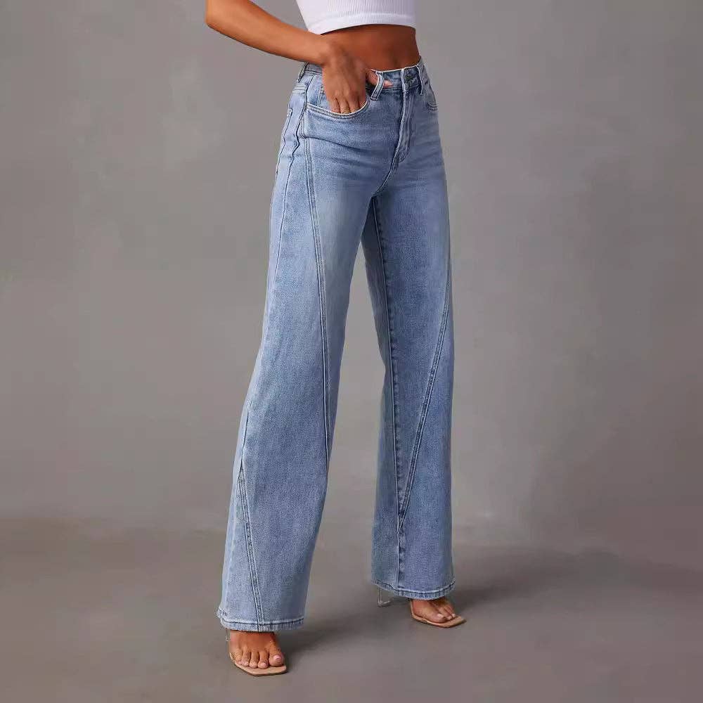 Women’s Patchwork Wide Leg Denim Jeans