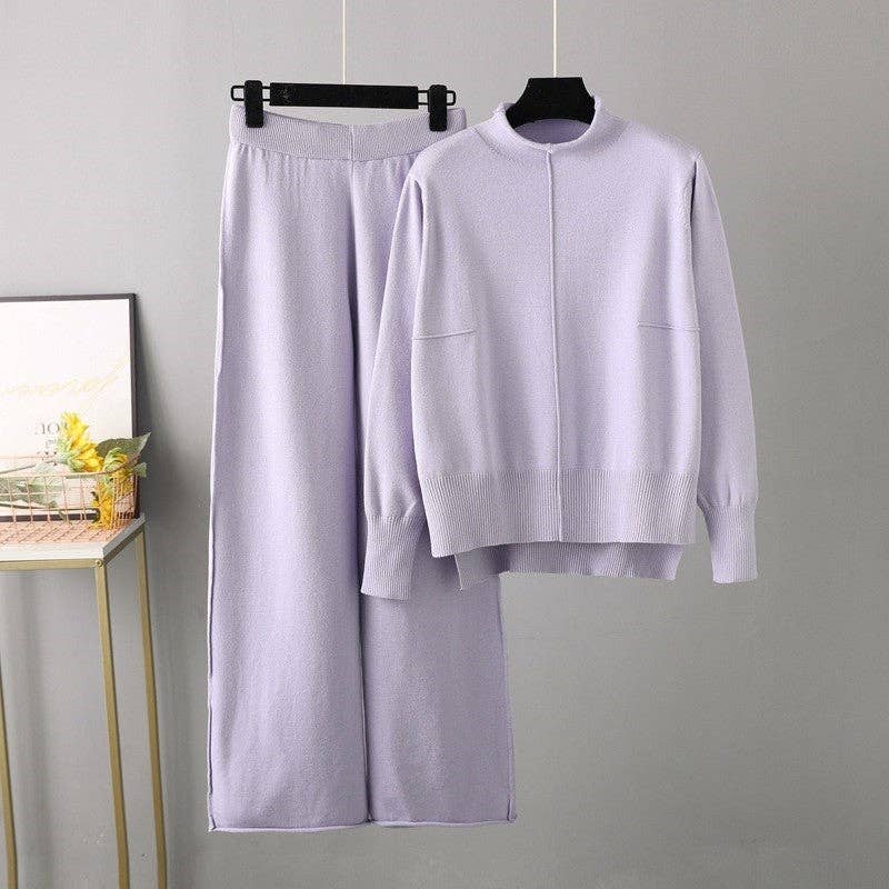 Casual Loose Sweater Wide Leg Pants Set