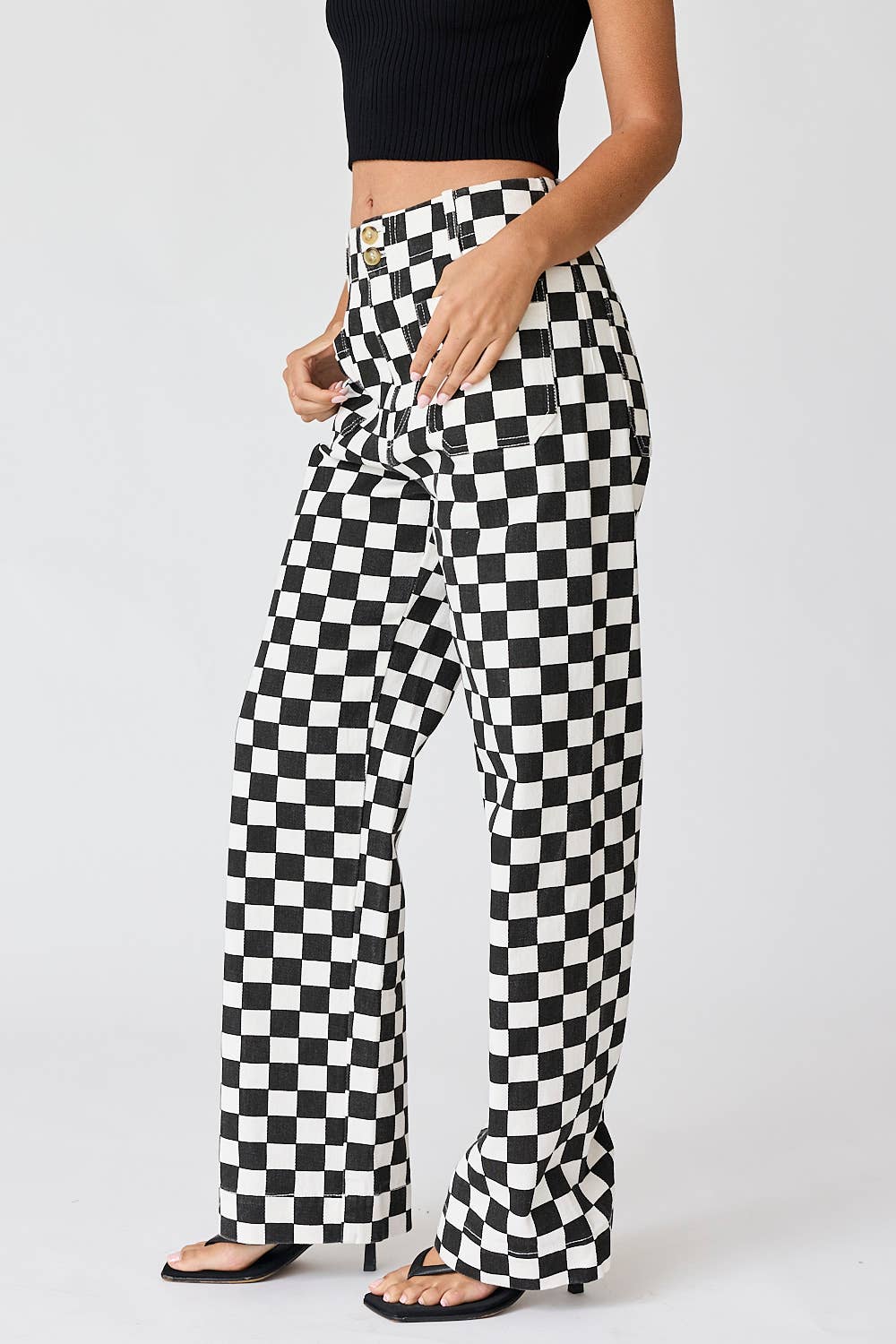 PP16140-4 - Demi Checkered Bottoms w Elastic Band: Black