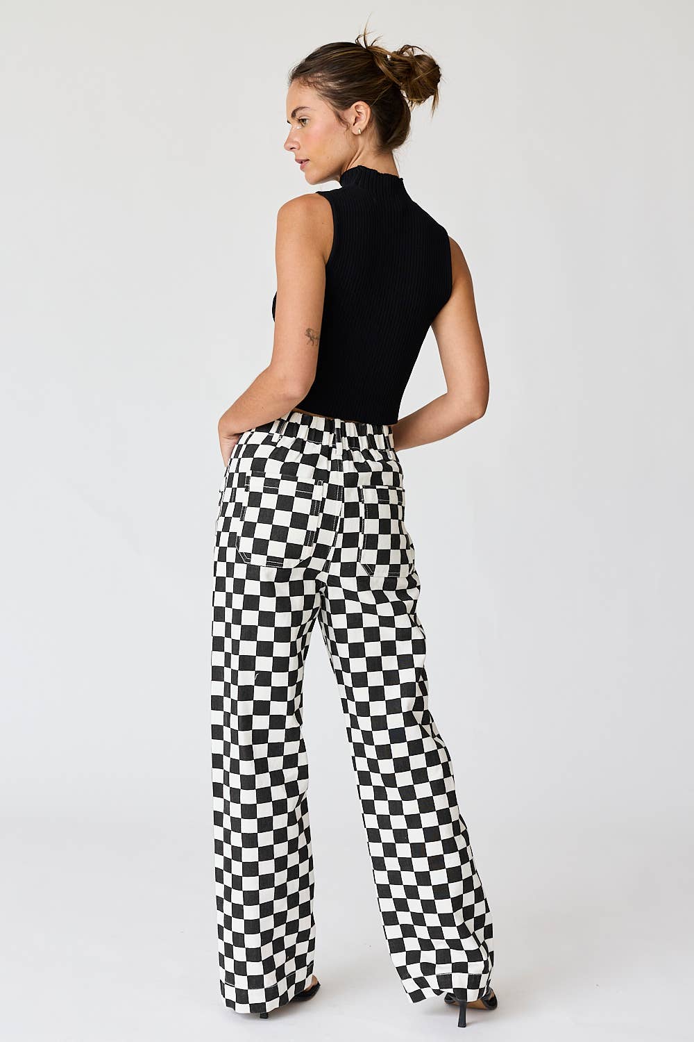 PP16140-4 - Demi Checkered Bottoms w Elastic Band: Black