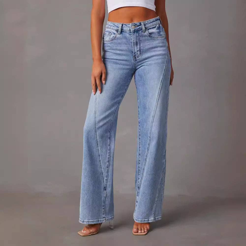 Women’s Patchwork Wide Leg Denim Jeans