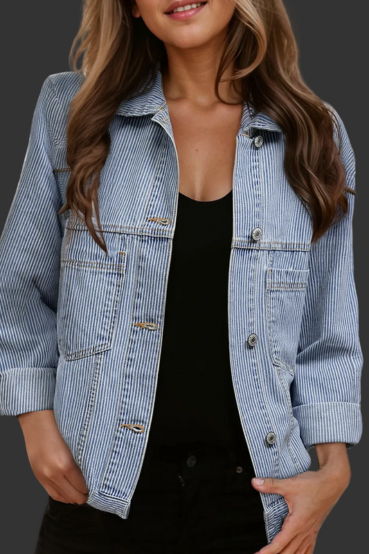 Stripe Washed Denim Jacket