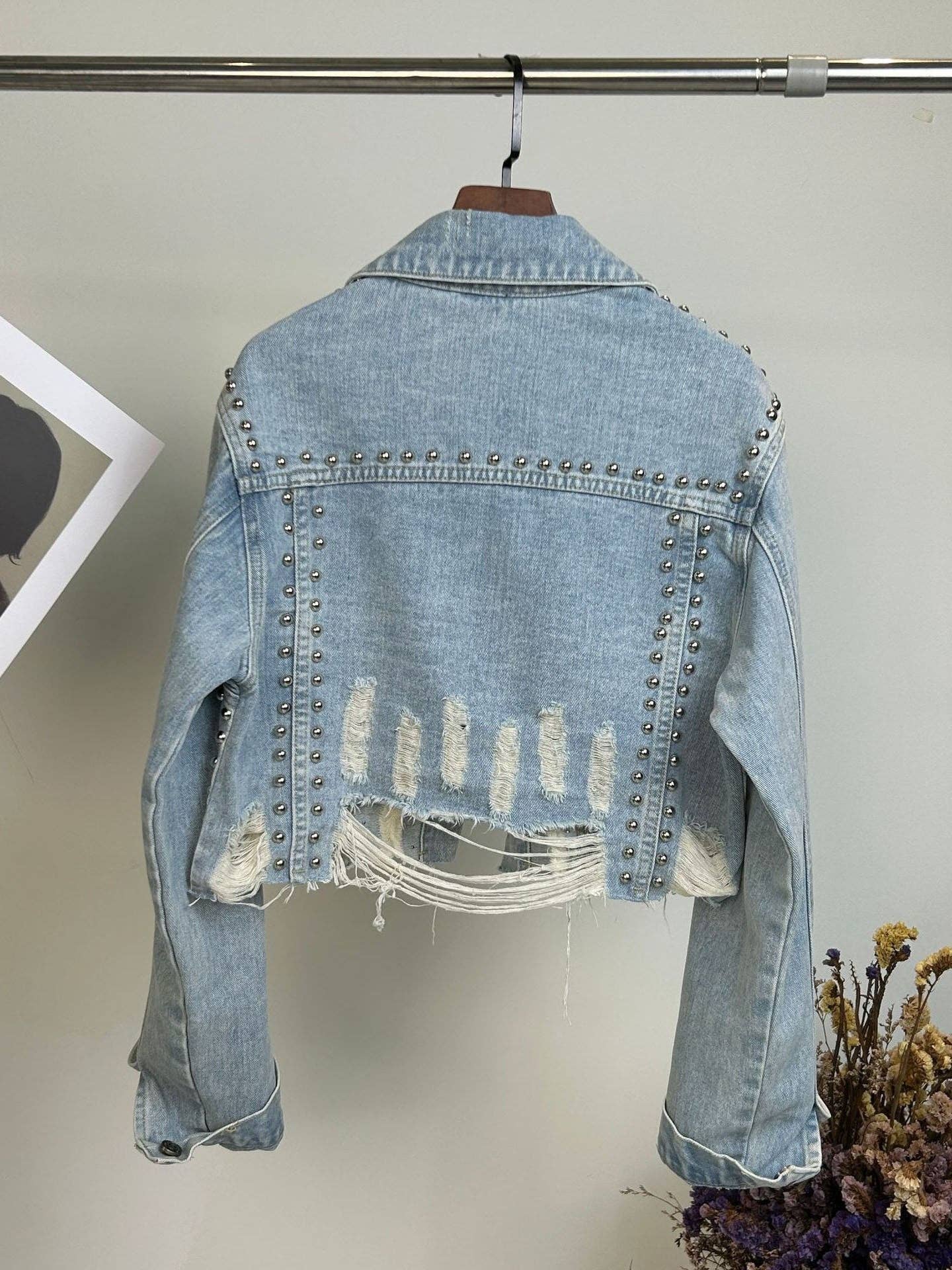 Distressed Cropped Denim Jacket