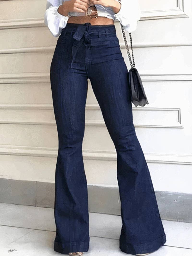 Tie Waist Flare Jeans