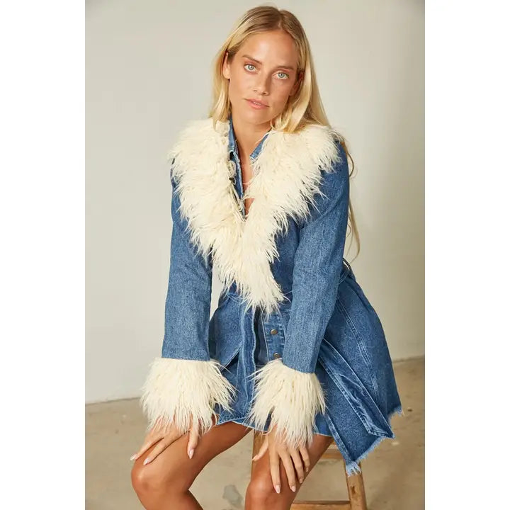 Faux Fur Denim Jacket