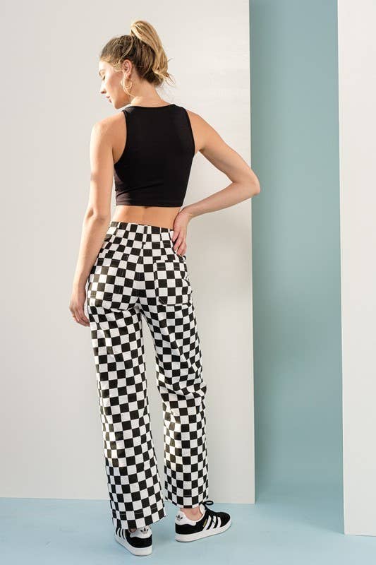 PP16140-4 - Demi Checkered Bottoms w Elastic Band: Black