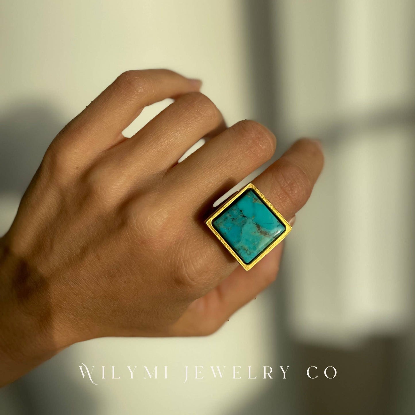 MM FULL PACKAGE Turquoise Ring | 16mm Square Stone I 24K GF