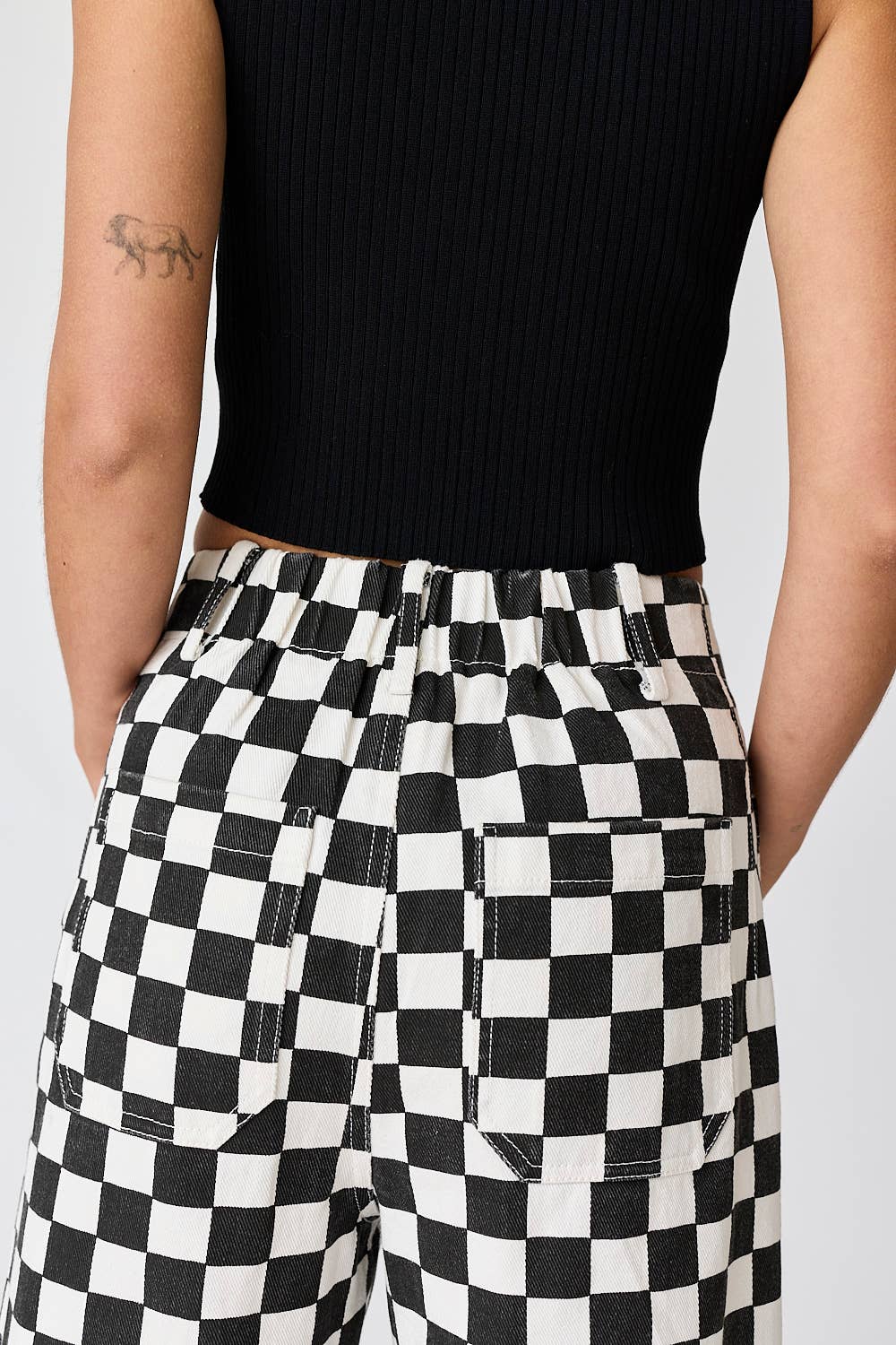 PP16140-4 - Demi Checkered Bottoms w Elastic Band: Black