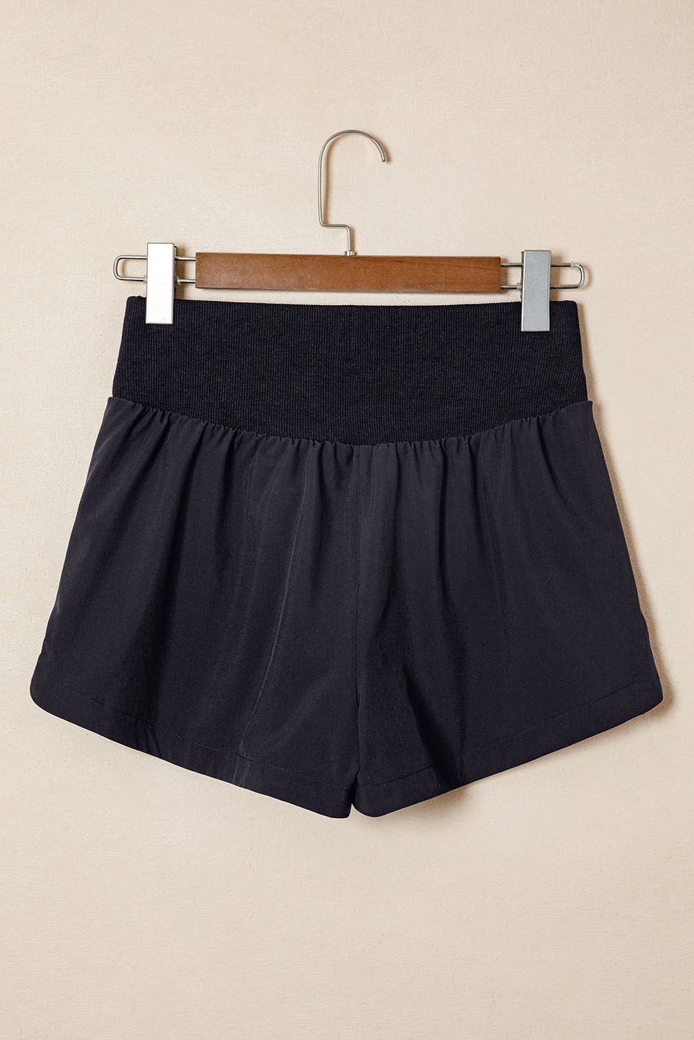 Ribbed Patchwork High Waist Athletic Shorts