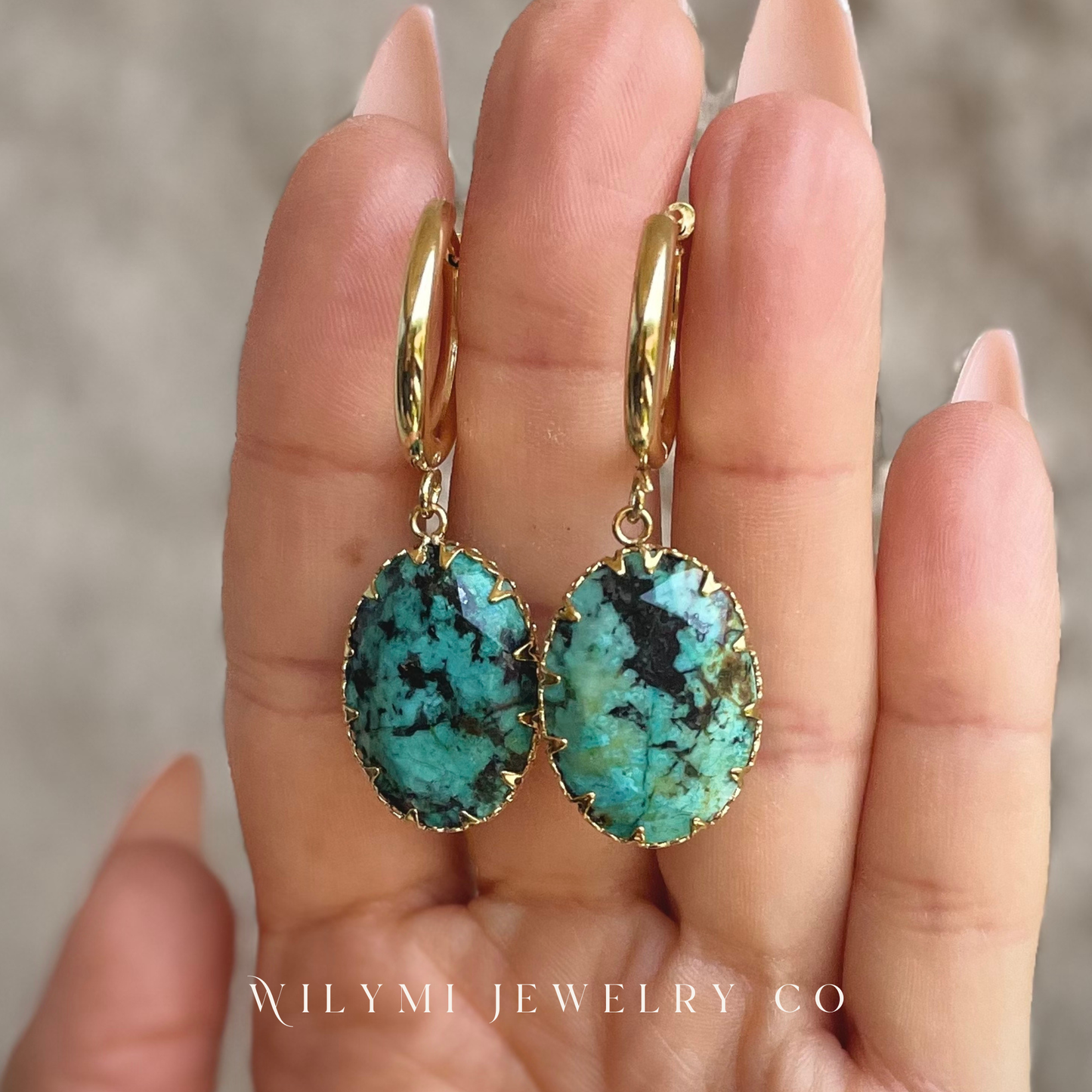 JOY Zoisite Gemstone Oval Hoop Earrings | Stainless Steel