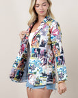 Milly Western Rodeo Print V Neck Blazer: Print