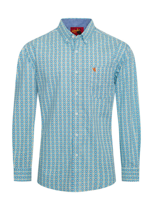 Poplin Print Men's Dress Shirt