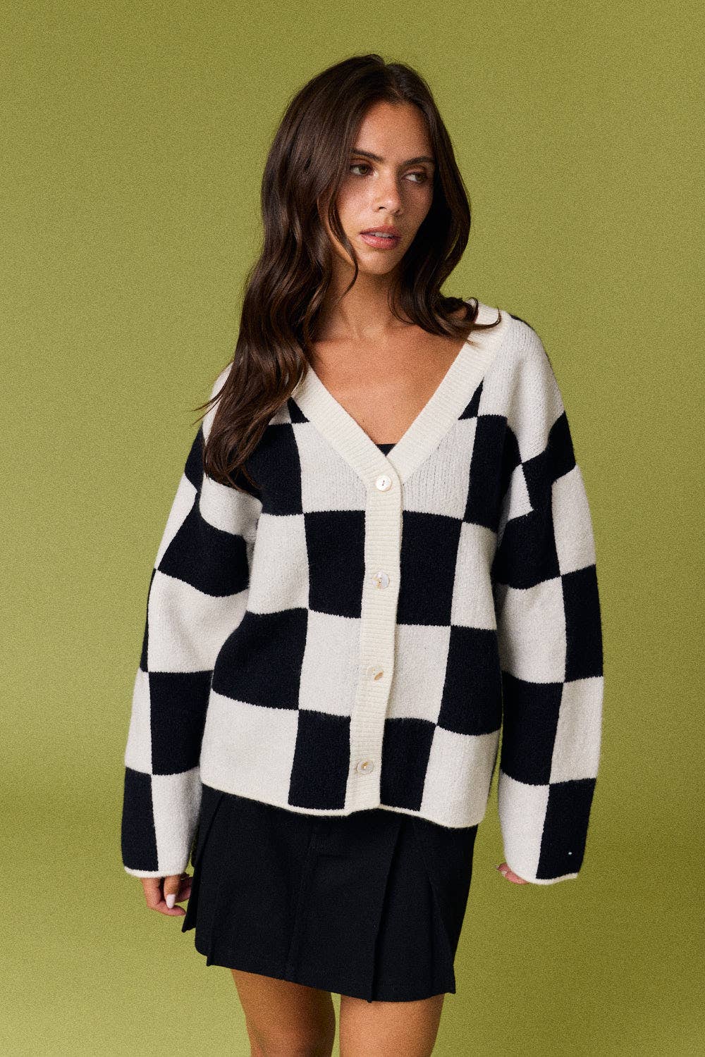 Brooke Campus Cardigan: BLACK/WHITE
