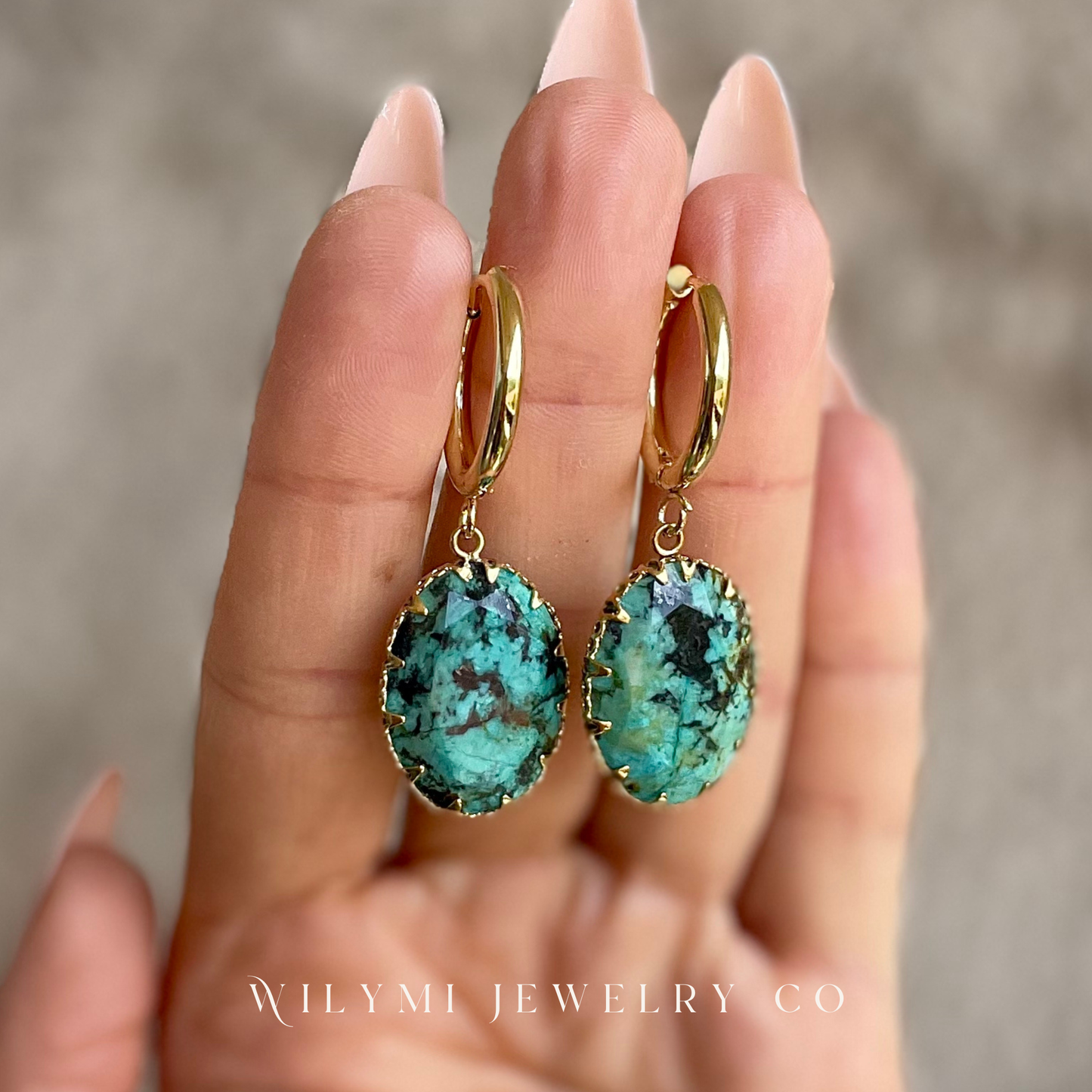 JOY Zoisite Gemstone Oval Hoop Earrings | Stainless Steel