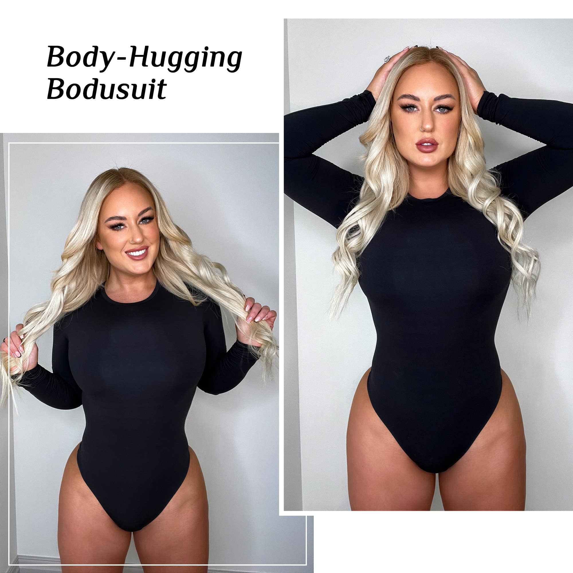 SHAPERX Long Sleeve Bodysuit Crew Neck