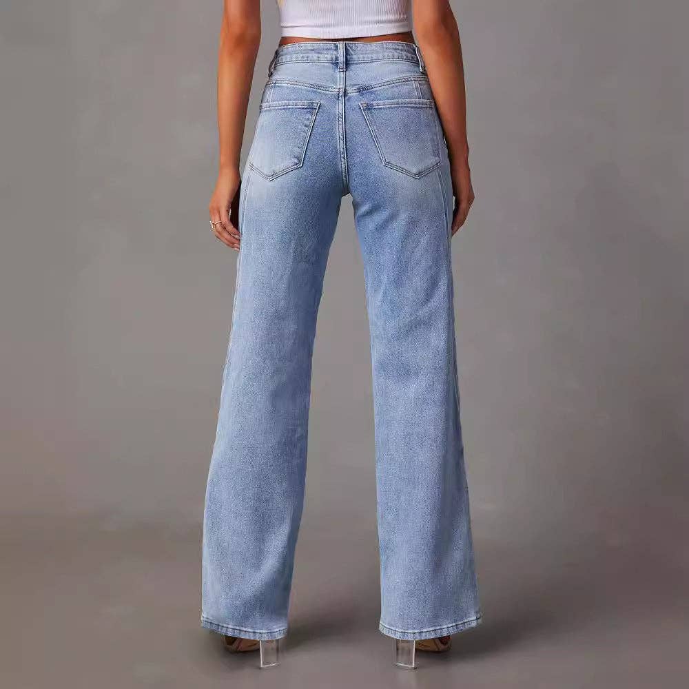Women’s Patchwork Wide Leg Denim Jeans