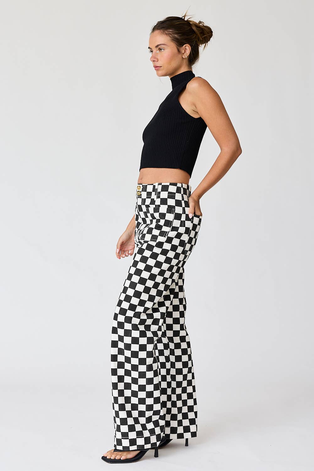 PP16140-4 - Demi Checkered Bottoms w Elastic Band: Black