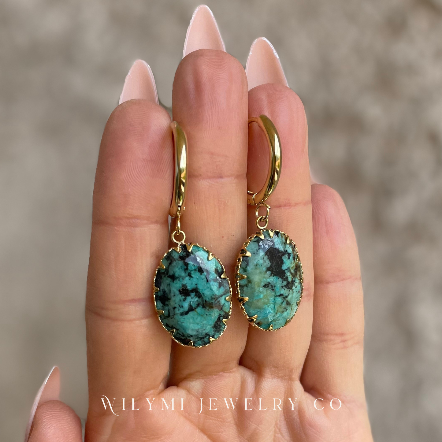 JOY Zoisite Gemstone Oval Hoop Earrings | Stainless Steel