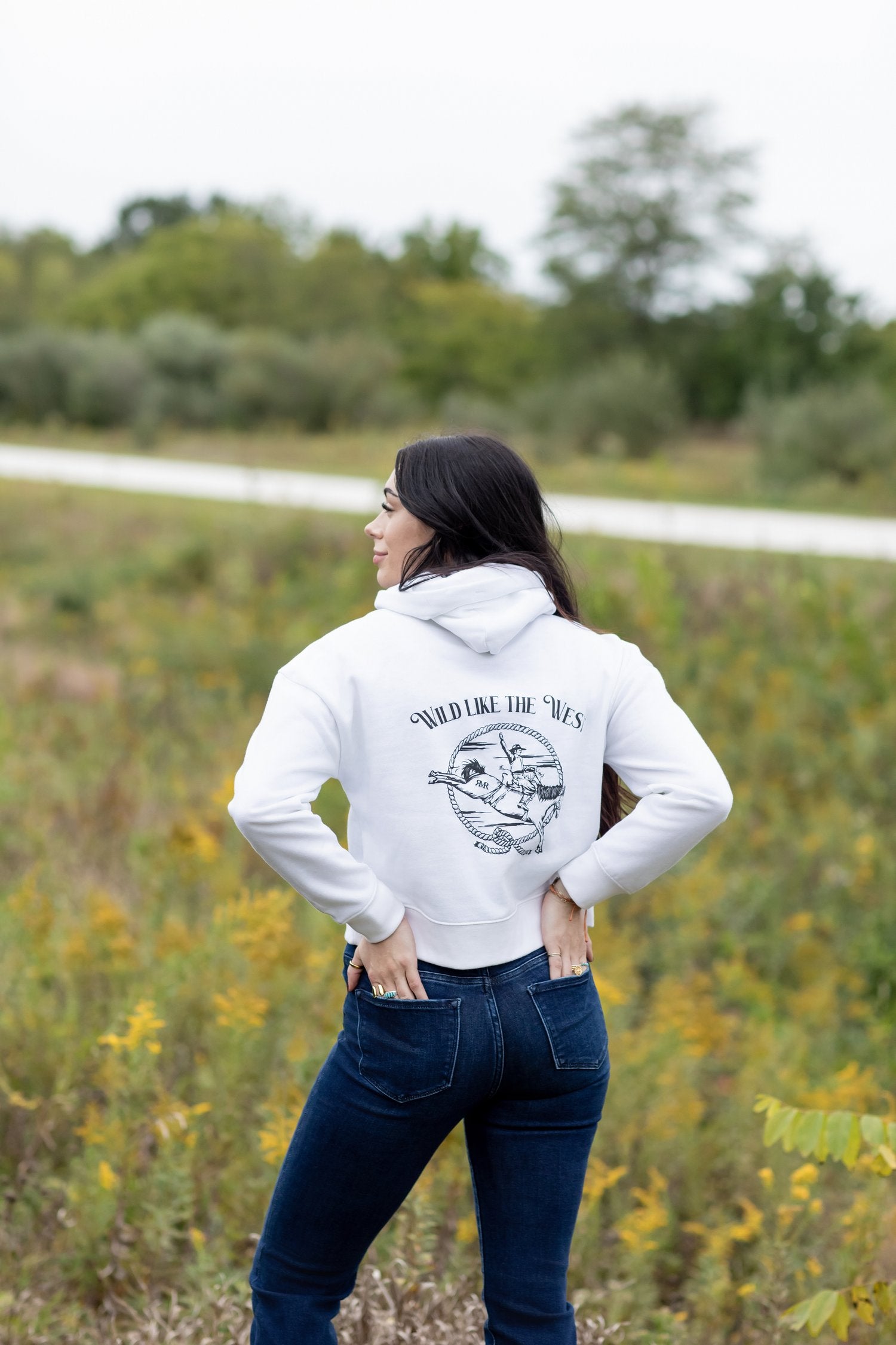 Wild Like the West Crop Hoodie: White