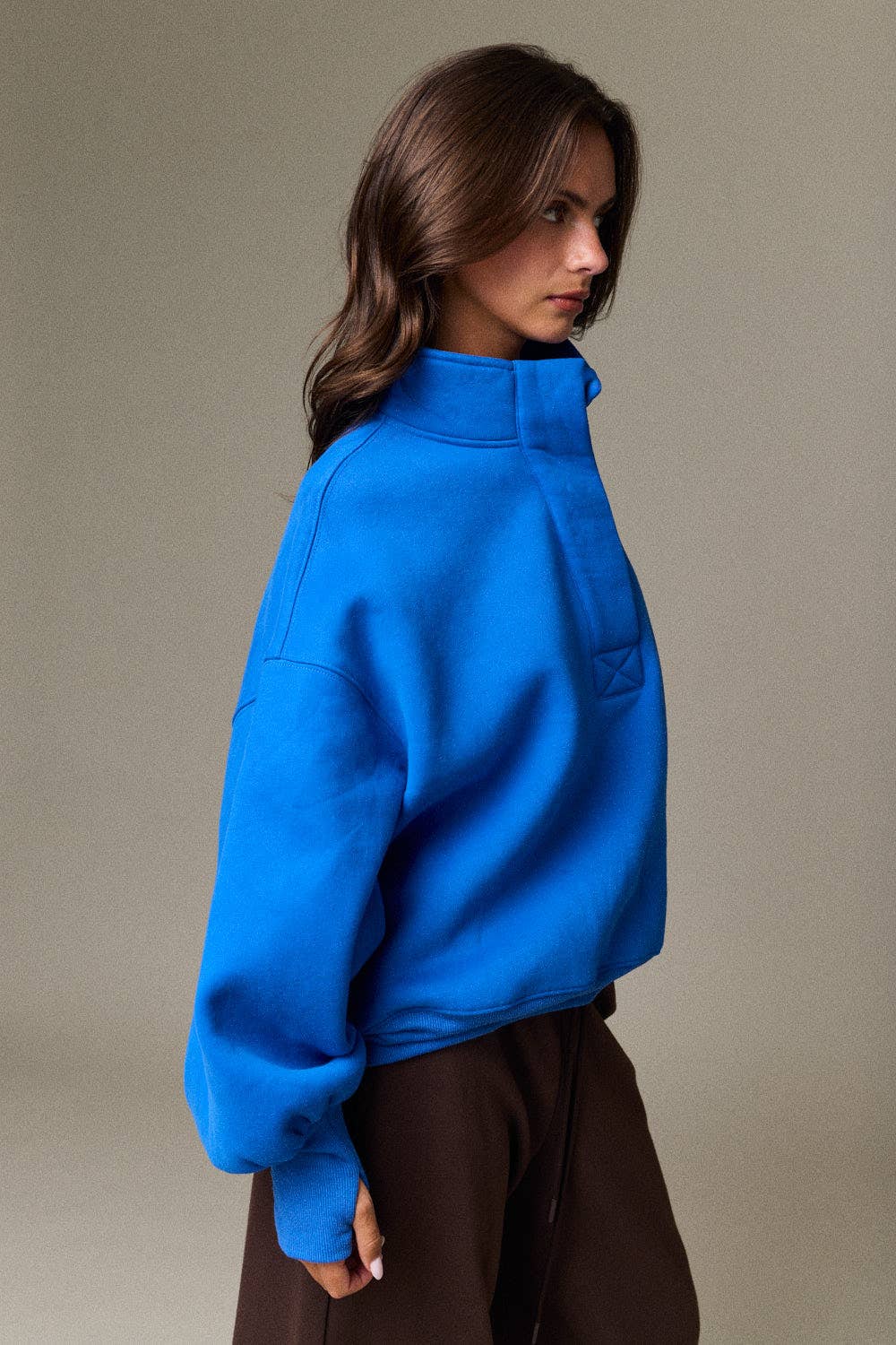 Half Button-Up Relaxed Fit Pullover