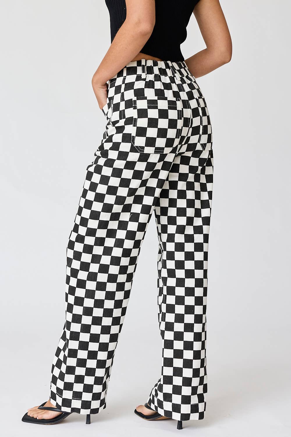 PP16140-4 - Demi Checkered Bottoms w Elastic Band: Black