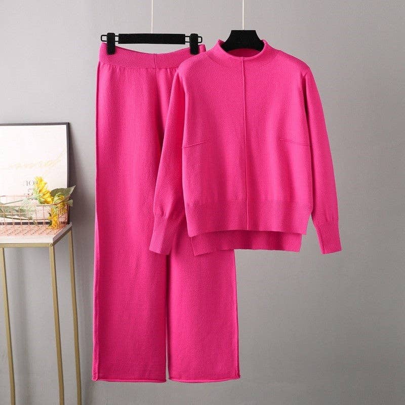 Casual Loose Sweater Wide Leg Pants Set