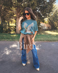 Faux Rhinestone Duck Graphic Tee on Blue Spruce