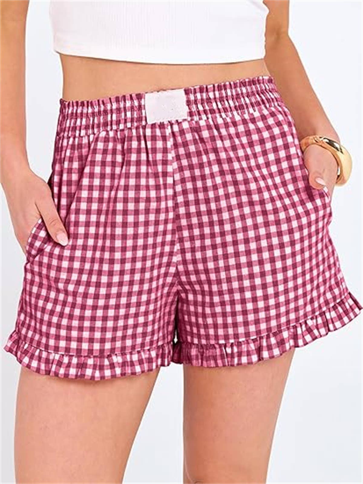 Gingham Shorts Ruffle
