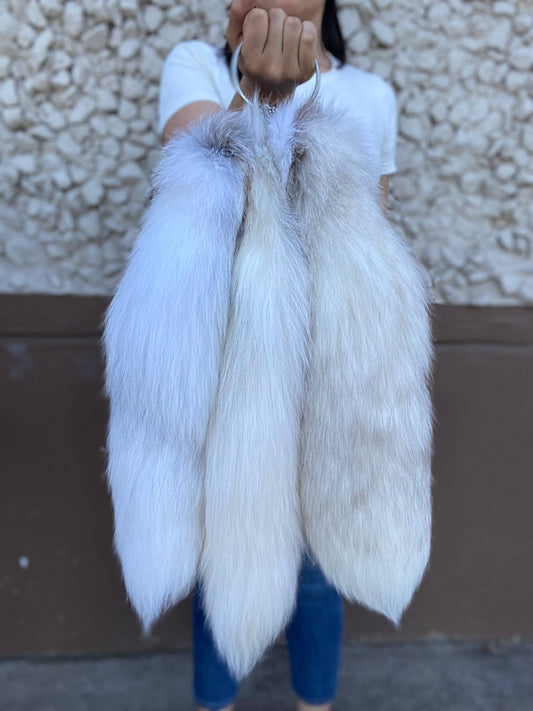 Arctic Marble Fox Tail Keychain