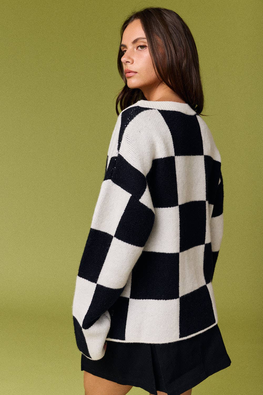 Brooke Campus Cardigan: BLACK/WHITE