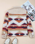 Western Aztec Striped Patchwork Raw Hem Shacket