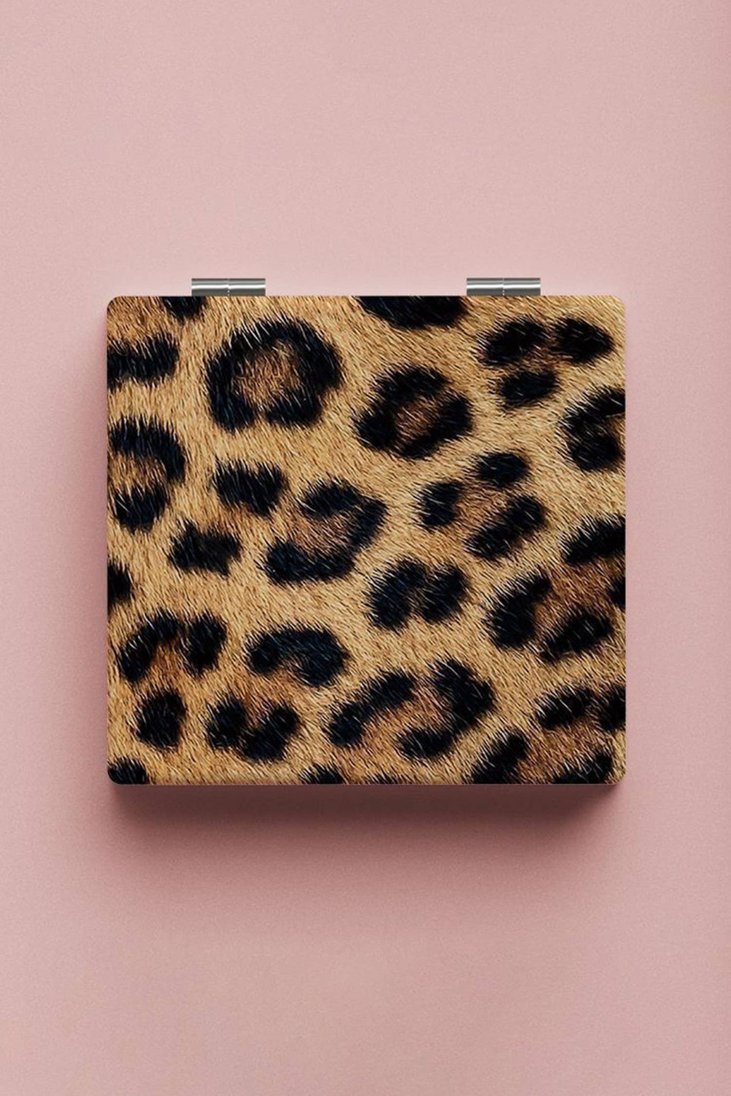 Leopard PU Cover Double-Sided Makeup Mirror: Thai Curry / ONE SIZE