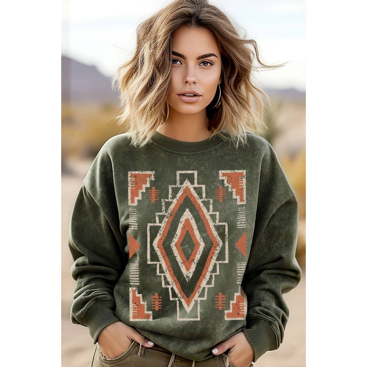 VINTAGE AZTEC MINERAL GRAPHIC SWEATWHIRTS