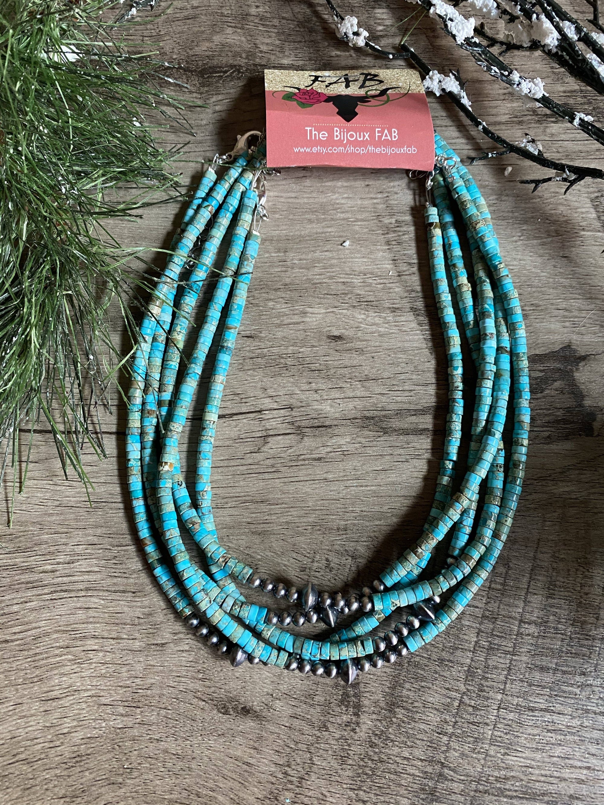 Sterling Silvers Pearls choker with Veracite turquoise 