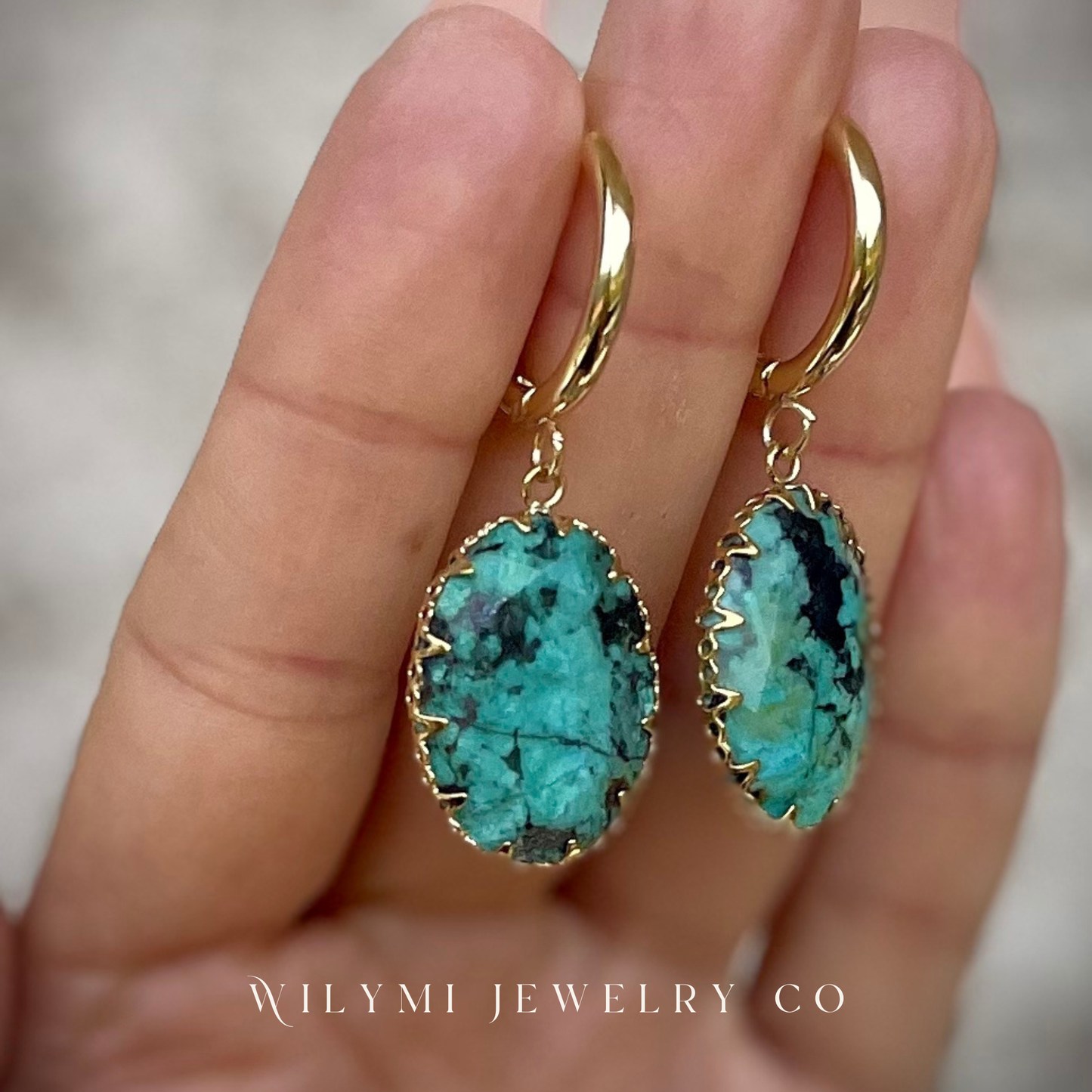JOY Zoisite Gemstone Oval Hoop Earrings | Stainless Steel