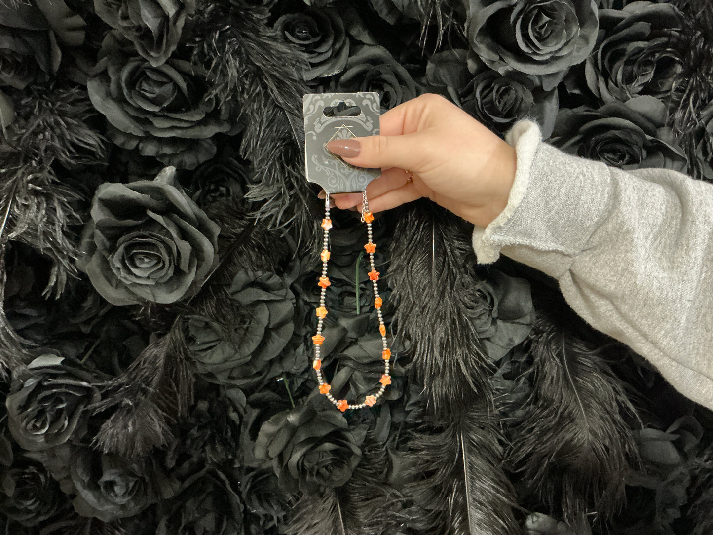 Navajo pearl necklace-orange star