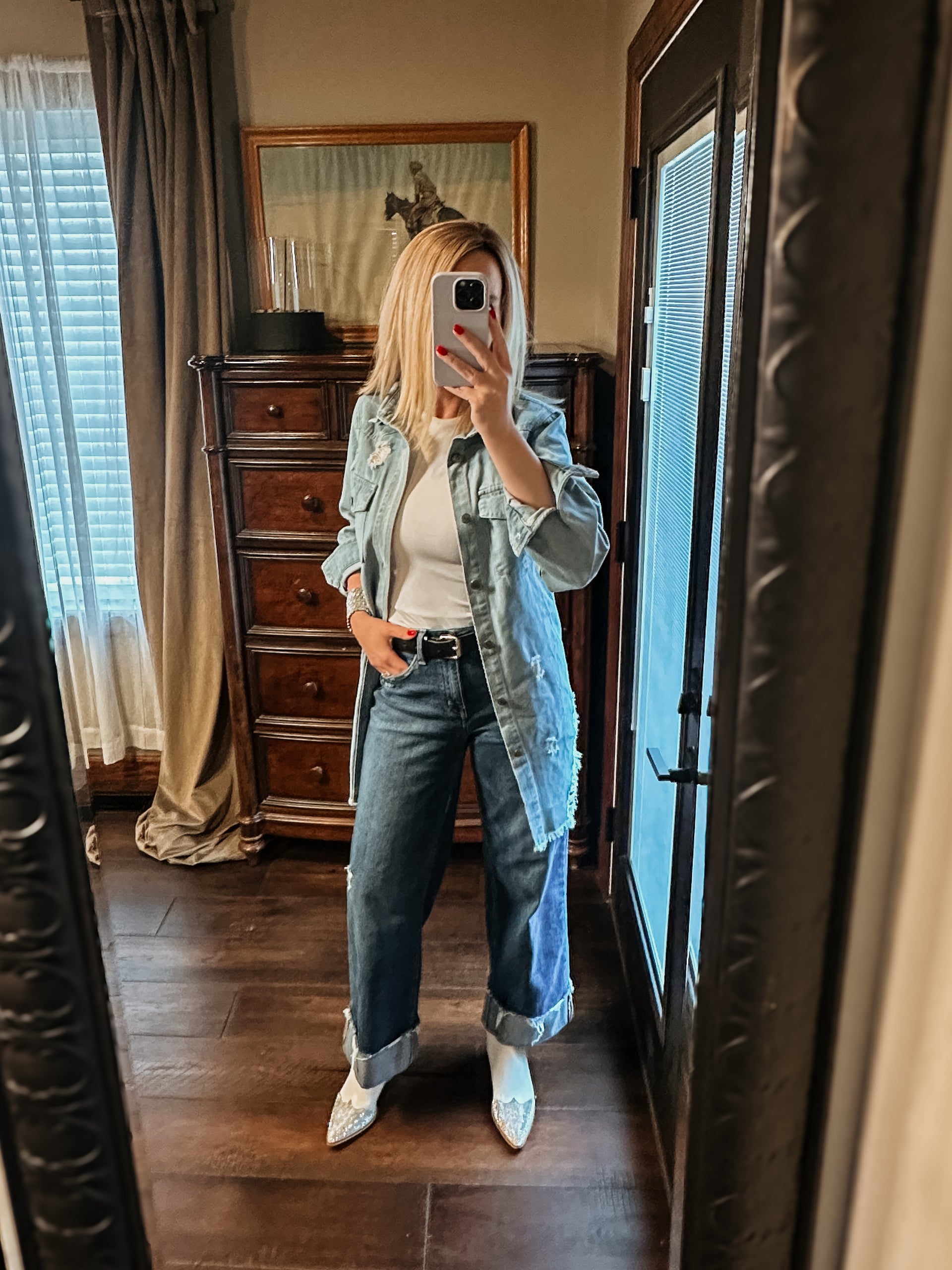 Distressed Denim Dress/Jacket M