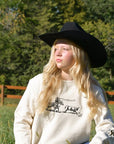 Cowpoke Embroidered Crewneck: Cream