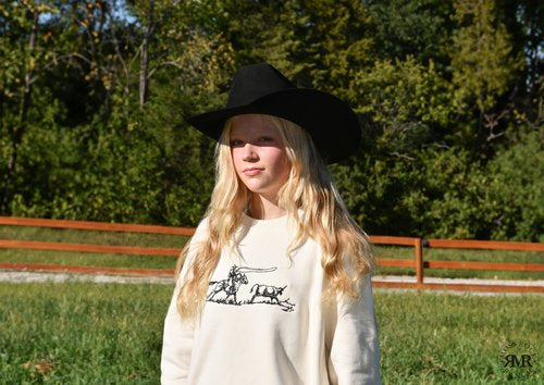 Cowpoke Embroidered Crewneck: Cream