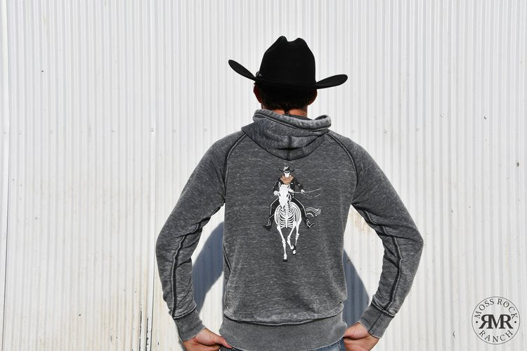 Cowboy Bones Hoodie: Acid Wash Grey