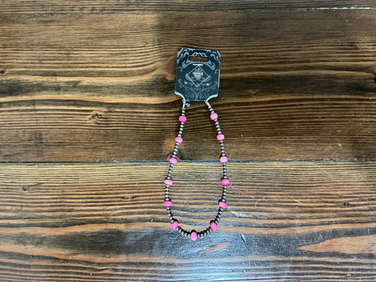 Navajo pearl necklace-pink