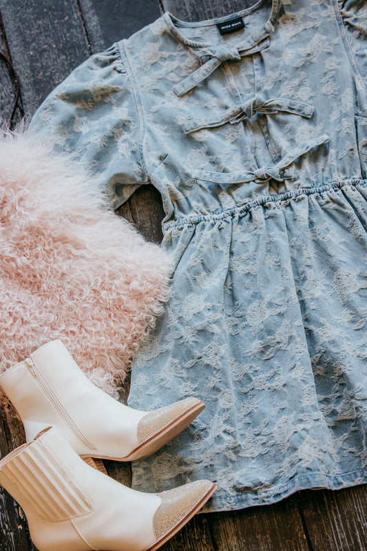 Miou Muse Denim Bow Dress