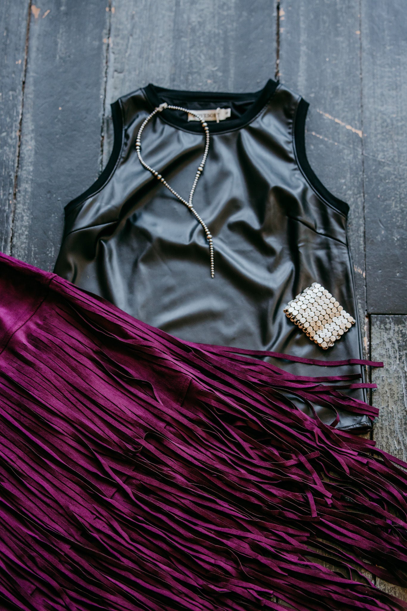 Fringe Suede Midi Skirt