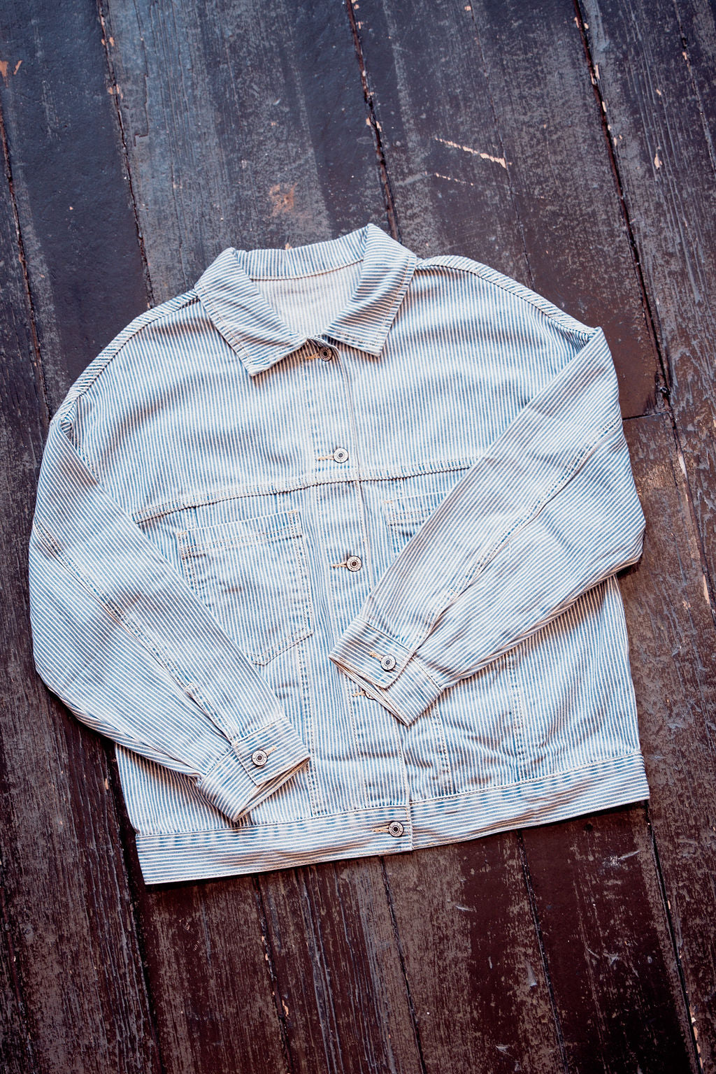 Stripe Washed Denim Jacket