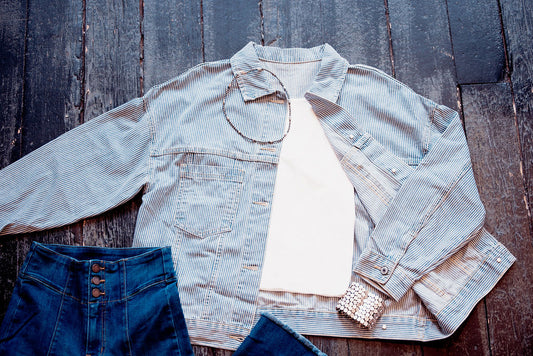 Stripe Washed Denim Jacket